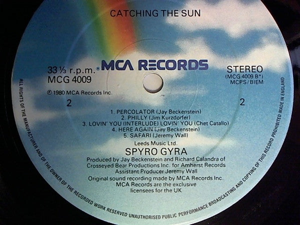 Spyro Gyra : Catching The Sun (LP, Album, Gat)