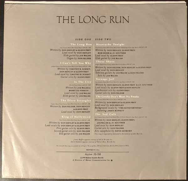 Eagles : The Long Run (LP, Album, RP, PRC)