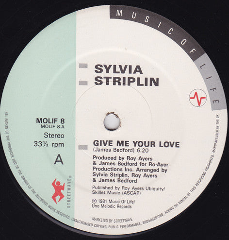 Sylvia Striplin : Give Me Your Love (12")