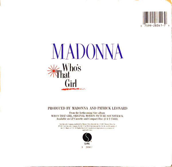 Madonna : Who's That Girl (7", Single, Styrene, All)