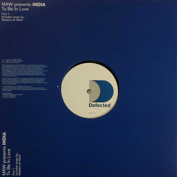 Masters At Work Presents India : To Be In Love (12", Par)