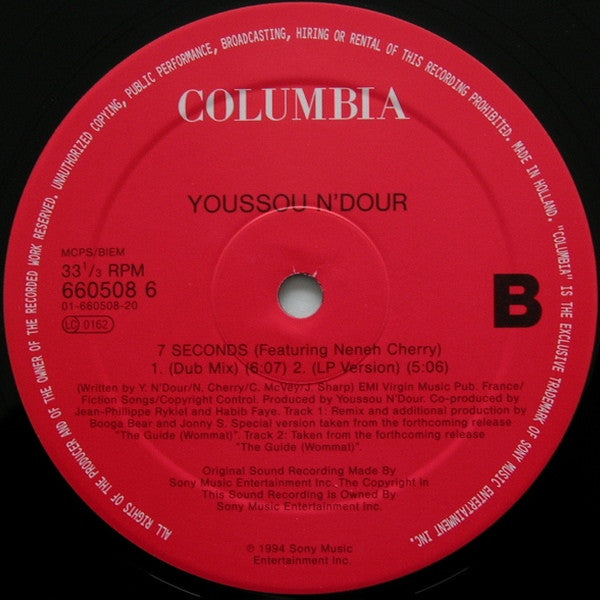 Youssou N'Dour & Neneh Cherry : 7 Seconds (12", Single)