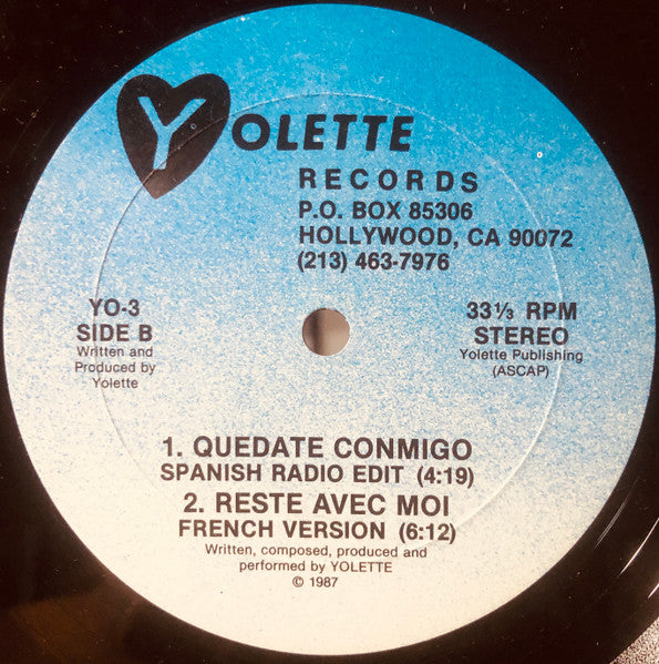 Yolette : Stay With Me (12")