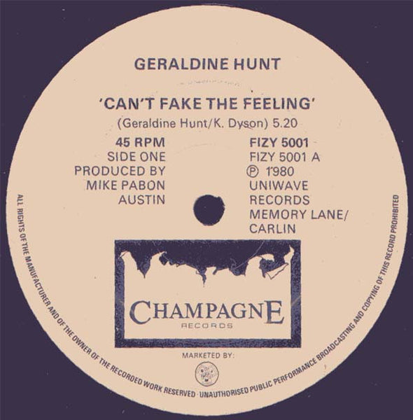 Geraldine Hunt : Can't Fake The Feeling (12", Single)