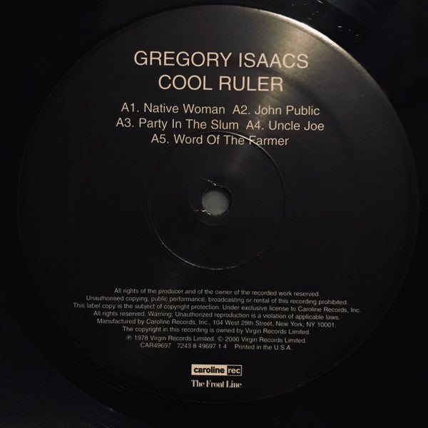 Gregory Isaacs : Cool Ruler (LP, Album, RE)