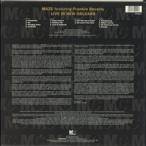 Maze Featuring Frankie Beverly : Live In New Orleans (2xLP, Album, RE)