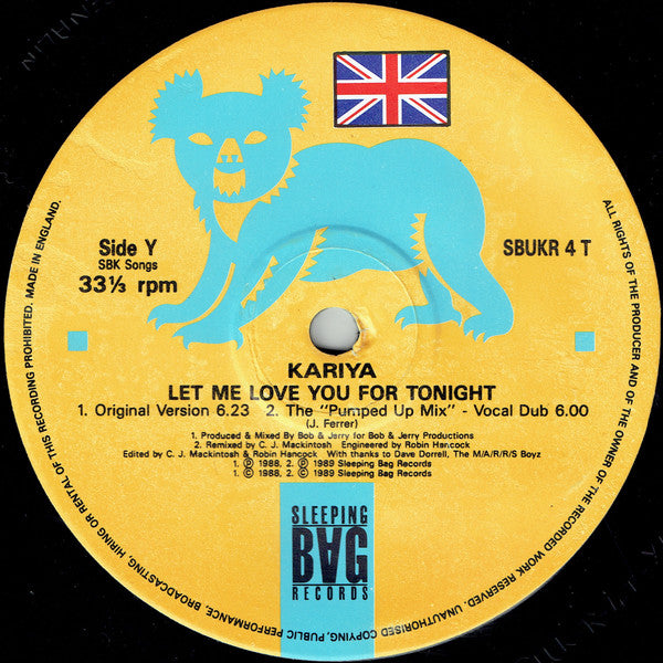 Kariya : Let Me Love You For Tonight (12")