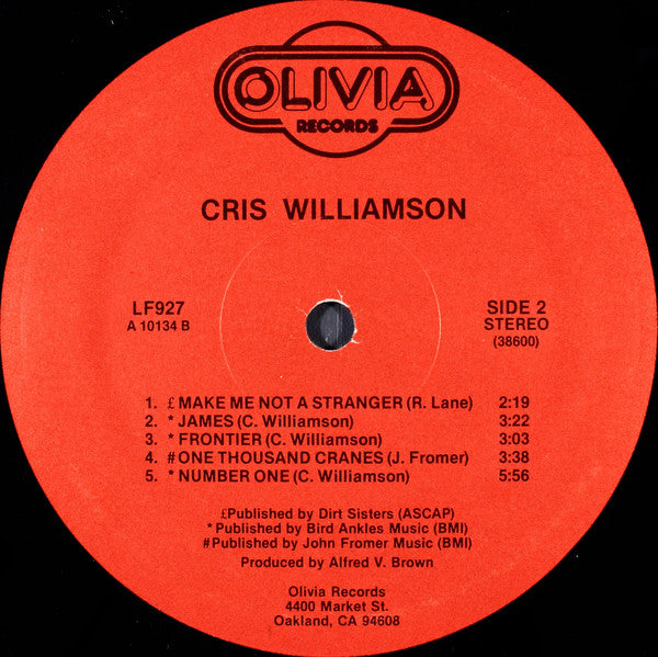 Cris Williamson : Cris Williamson (LP, Album, RE)