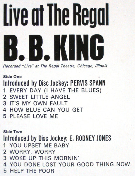 B.B. King : Live At The Regal (LP, Album, RE, Son)