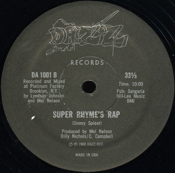 Jimmy Spleer* : Super Rhyme's Rap (12")