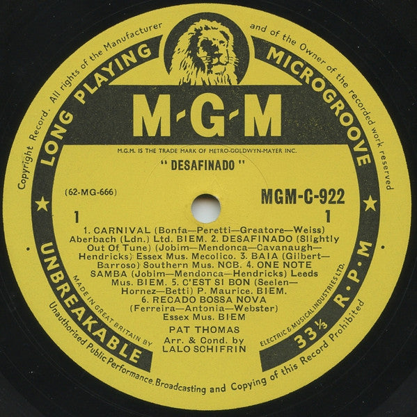 Pat Thomas (5) : Desafinado (LP, Album)