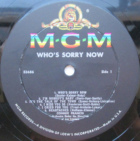 Connie Francis : Who's Sorry Now (LP, Album, Mono, RE)