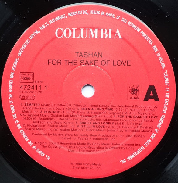 Tashan : For The Sake Of Love (LP, Album)