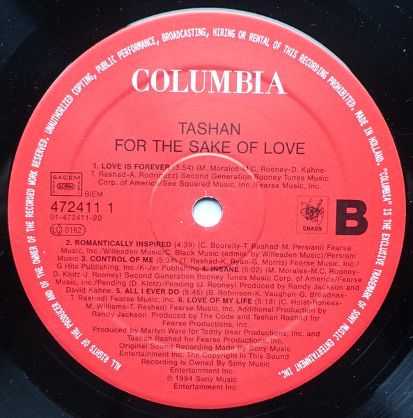 Tashan : For The Sake Of Love (LP, Album)