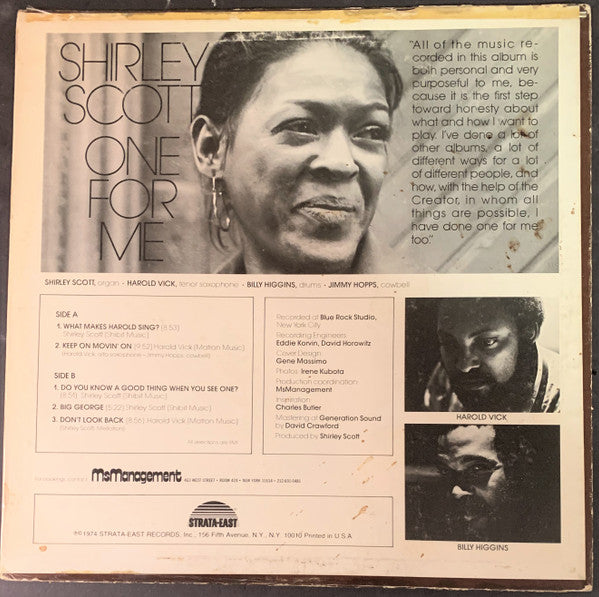 Shirley Scott : One For Me (LP, Album)