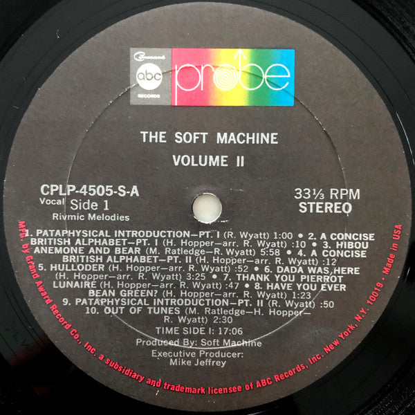 The Soft Machine* : Volume Two (LP, Album, Gat)