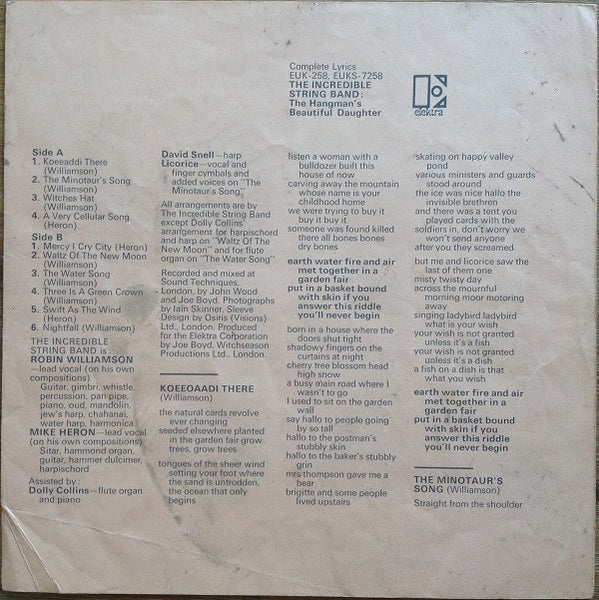 The Incredible String Band : The Hangman's Beautiful Daughter (LP, Album, Mono)