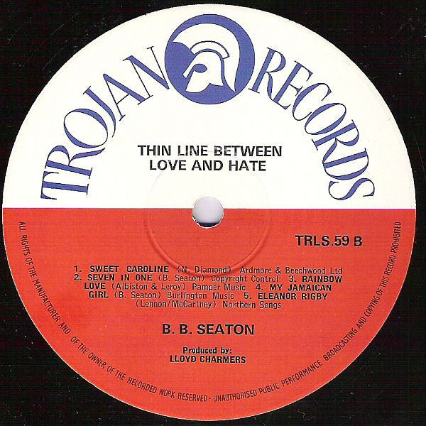 B. B. Seaton* : Thin Line Between Love And Hate (LP, Album)