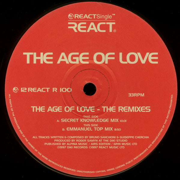 Age Of Love : The Age Of Love (The Remixes) (12")