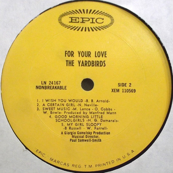 The Yardbirds : For Your Love (LP, Album, Mono, Pit)