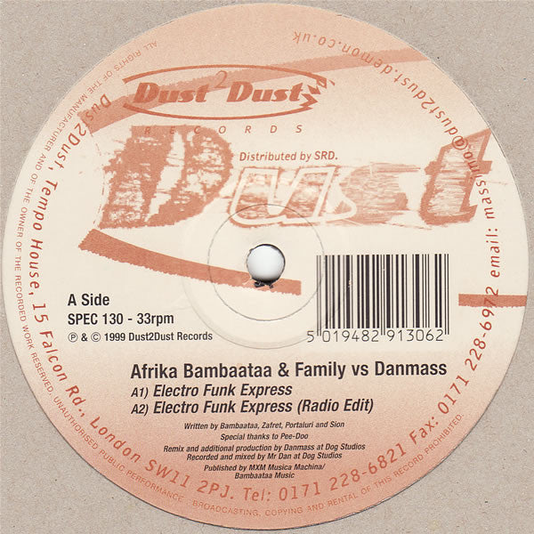 Afrika Bambaataa & Family Vs Danmass : Electro Funk Express (12")