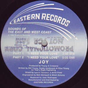 Joy (14) : I Need Your Love (12", Promo)