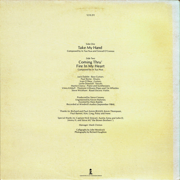In Tua Nua : Take My Hand (12", Single, Gat)