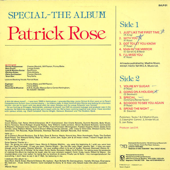 Patrick Rose : Special - The Album (LP, Album)