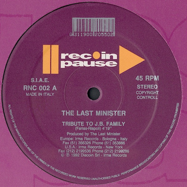 The Last Minister : Tribute To J.B. Family (12")