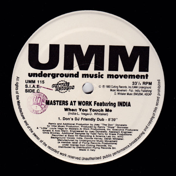 Masters At Work Featuring India : When You Touch Me (Remixes) (3x12", Ltd)