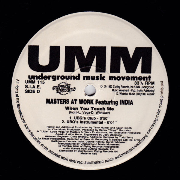Masters At Work Featuring India : When You Touch Me (Remixes) (3x12", Ltd)