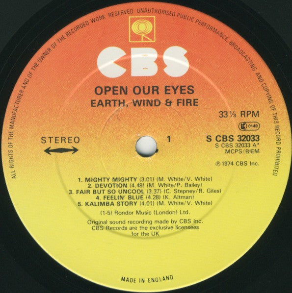 Earth, Wind & Fire : Open Our Eyes (LP, Album, RE)