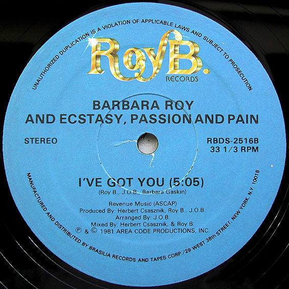 Barbara Roy And Ecstasy, Passion And Pain* : If You Want Me (12")