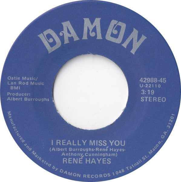René Hayes : I Really Miss You (7")