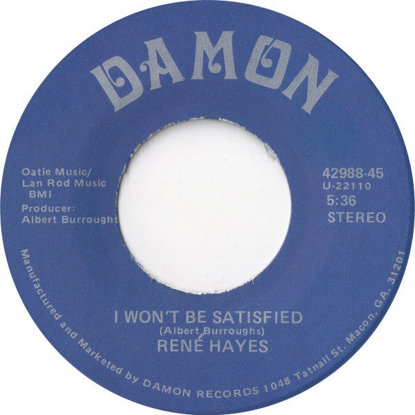 René Hayes : I Really Miss You (7")
