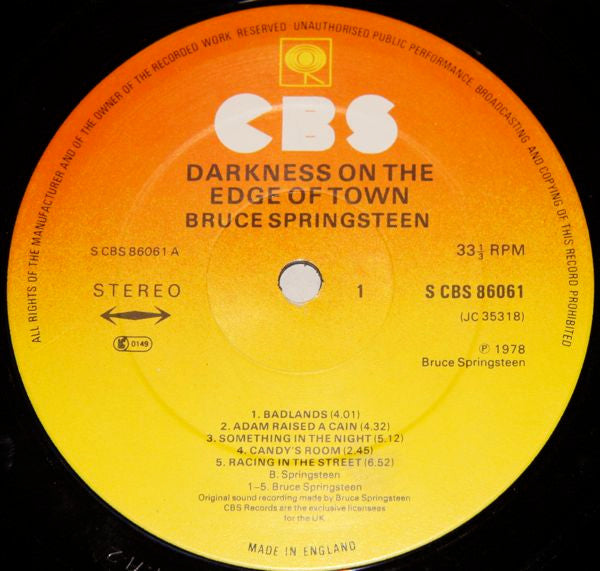 Bruce Springsteen : Darkness On The Edge Of Town (LP, Album)