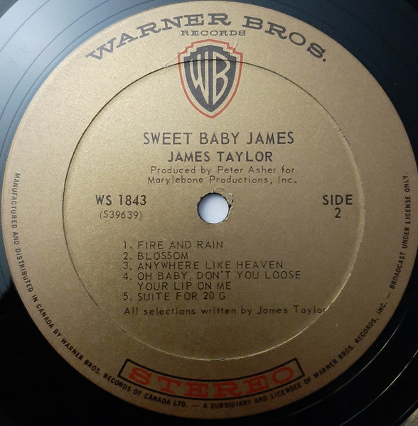 James Taylor (2) : Sweet Baby James (LP, Album, Gol)