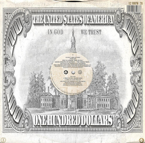 Eric B. & Rakim : Paid In Full (Seven Minutes Of Madness - The Coldcut Remix) (12")