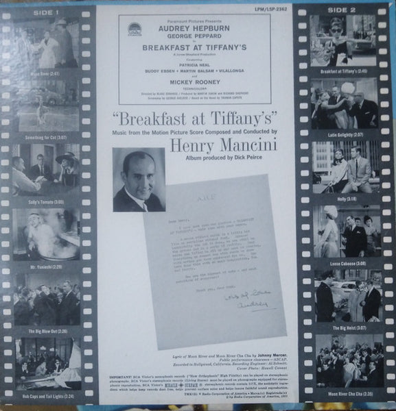 Henry Mancini : Breakfast At Tiffany's (Music From The Motion Picture Score) (LP, Album, RE, Ind)