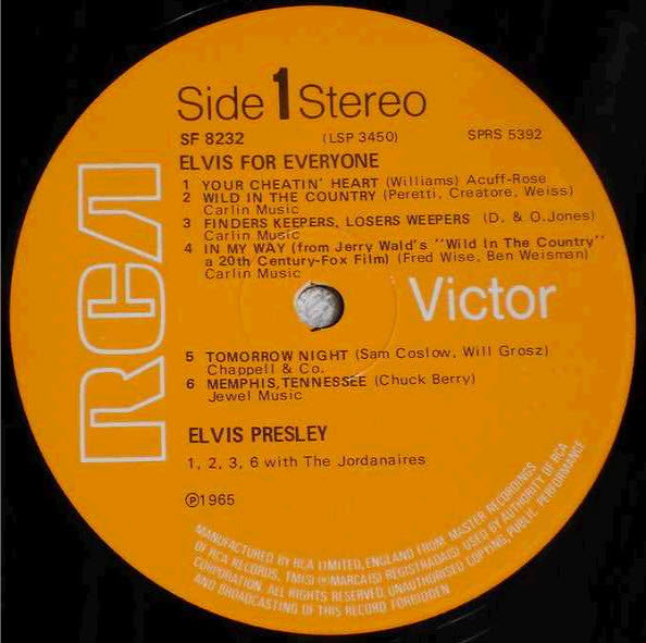 Elvis Presley : Elvis For Everyone (LP, Album, RE)