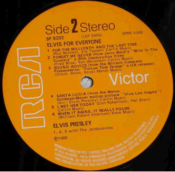 Elvis Presley : Elvis For Everyone (LP, Album, RE)