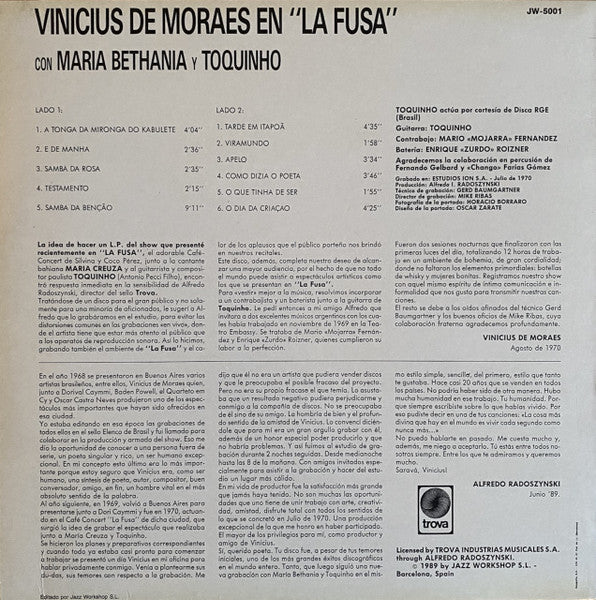 Vinicius* - Bethania* - Toquinho : En La Fusa (Mar Del Plata) (LP, RE)
