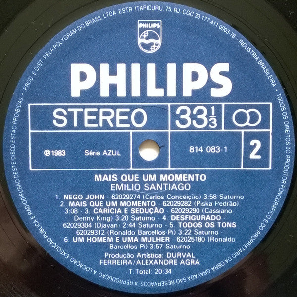Emilio Santiago : Mais Que Um Momento (LP, Album)