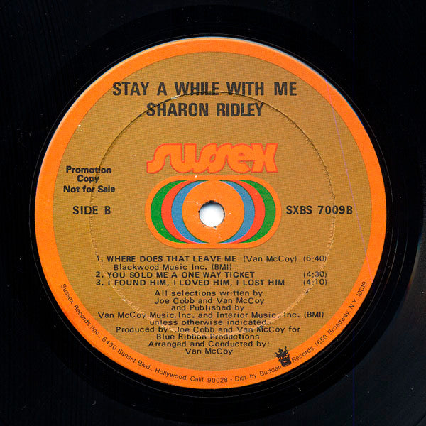 Sharon Ridley : Stay A While With Me (LP, Album, Promo)