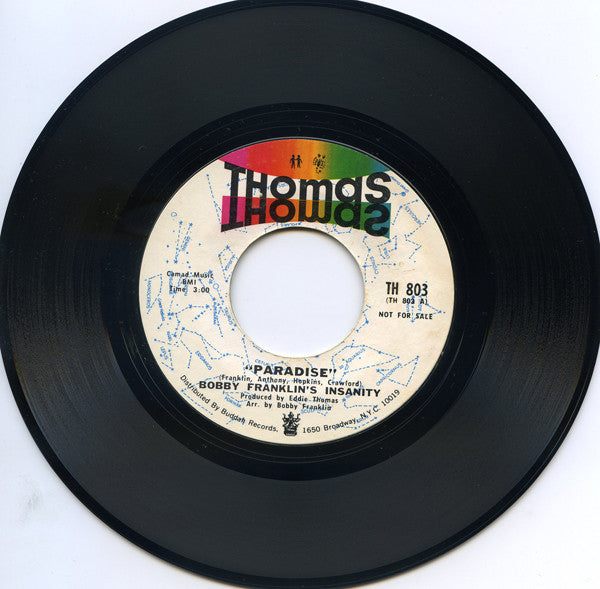 Bobby Franklin's Insanity : Paradise (7", Single, Promo, CP)