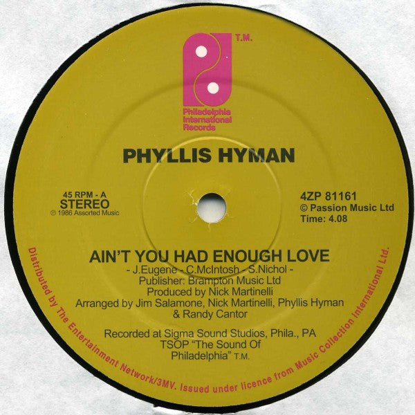 Phyllis Hyman / The Stylistics : Ain't You Had Enough Love / Hurry Up This Way Again (12")
