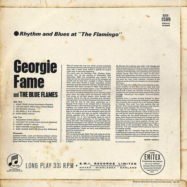 Georgie Fame : Rhythm And Blues At The Flamingo (LP, Album, Mono)
