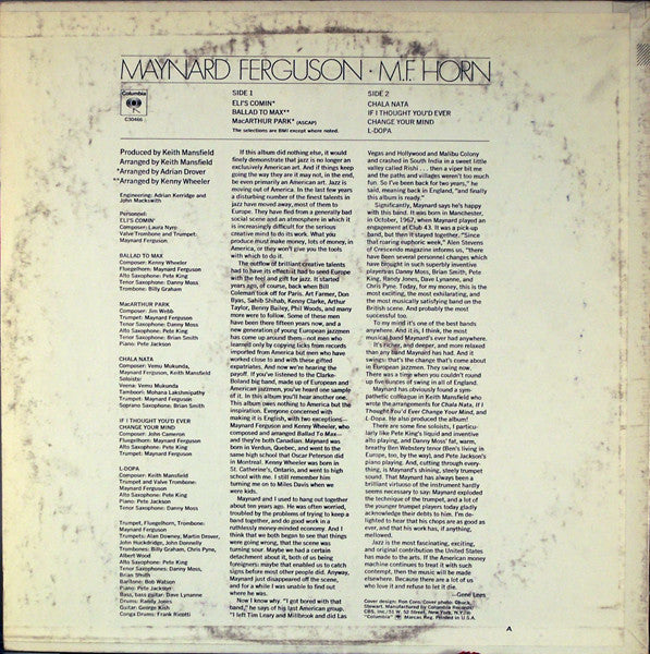 Maynard Ferguson : M.F. Horn (LP, Album, Pit)