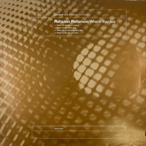Rahsaan Patterson : Where You Are (12", Promo)