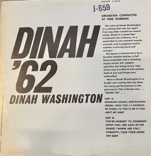 Dinah Washington : Dinah '62 (LP, Album, Mono)